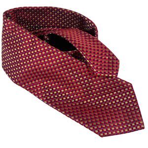 New & Lingwood London Mini-diamond Textured Weave Silk Tie Red Purple Yellow